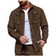 thumbnail image 2 of pstuiky mangas largas para hombre, Chaqueta tipo cárdigan de manga larga con solapa y botones, color liso, para hombre, con múltiples bolsillos Tops de hombre m, 2 of 6