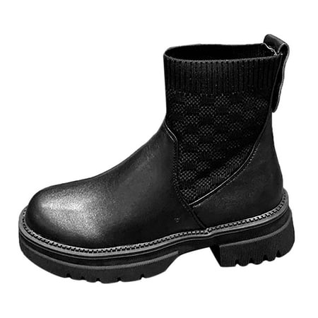 

Qufokar Knee Boots for Women Wide Calf Women Boots Size 7 Fashionable Woven Boots With Casual Platform Outdoor Leisure Short Boots