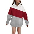 thumbnail image 2 of YUNAFFT Girls' Patchwork Print Hooded Sweatshirt with Pockets Fleece-Lined Casual Streetwear, 2 of 5