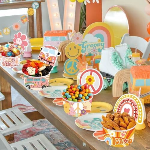 40 Pcs Groovy Snack Cups, Groovy Ice Cream Cups, Retro Hippie Birthday Decorations Supplies, Hippie Boho Bowl for Baby Bridal Shower Girls Birthday Party Favors$$Home Decor, Kitchen, & Other
