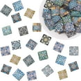 thumbnail image 2 of 100pcs Mosaic Printed Glass Cabochons 25mm Glass Square Flat Cabochon Beads for Crafting DIY Jewelry Making, 2 of 9