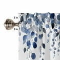 thumbnail image 5 of Navy Blue Eucalyptus Leaves Kitchen Curtain Set, Watercolor Summer Botanical Window Valance and Tiers 36" Length, Light Filtering Short Curtains Valance for Cafe Bathroom Bedroom 54"x18", 5 of 7