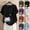 Style1-Black linen shirts for women, variant on Woman Cotton Linen Top Boho Floral Printed Shirts Summer Button Down Short Sleeve Round Neck Blouses Fashion Spring Clothes Pink M