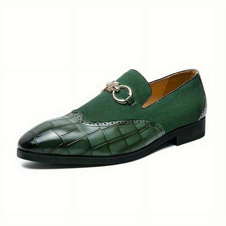 

SHZHRUKUNSHM Stylish and Trendy Wingtip Bit Loafers - Breathable Wear-resistant Anti-skid Slip On Dress Shoes Perfect for Business Office Wear
