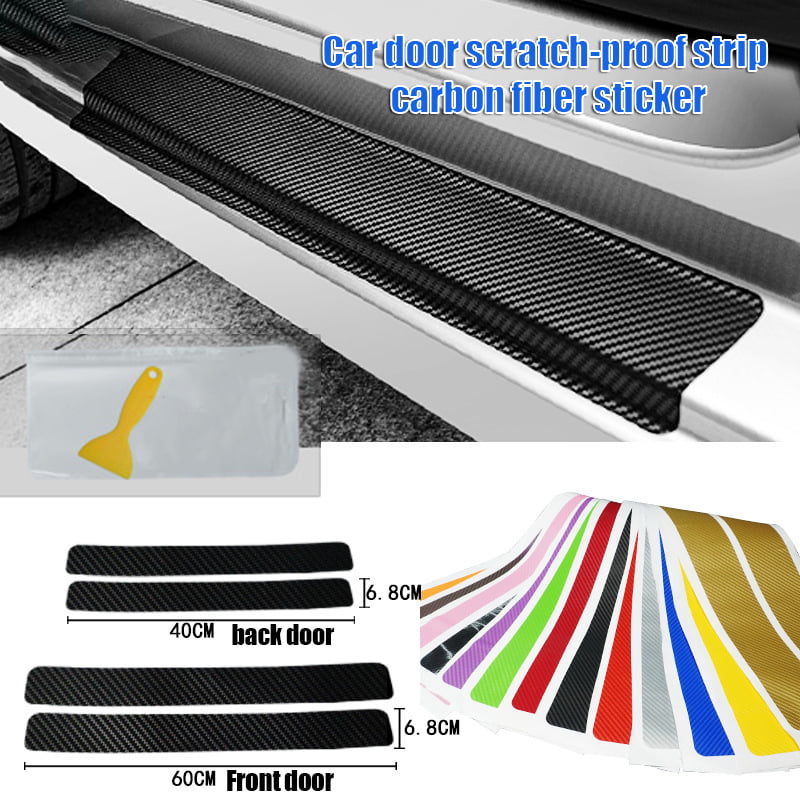 5D Carbon Fiber Design Front+Rear Door Sill Cover Stickers Protector Waterproof
