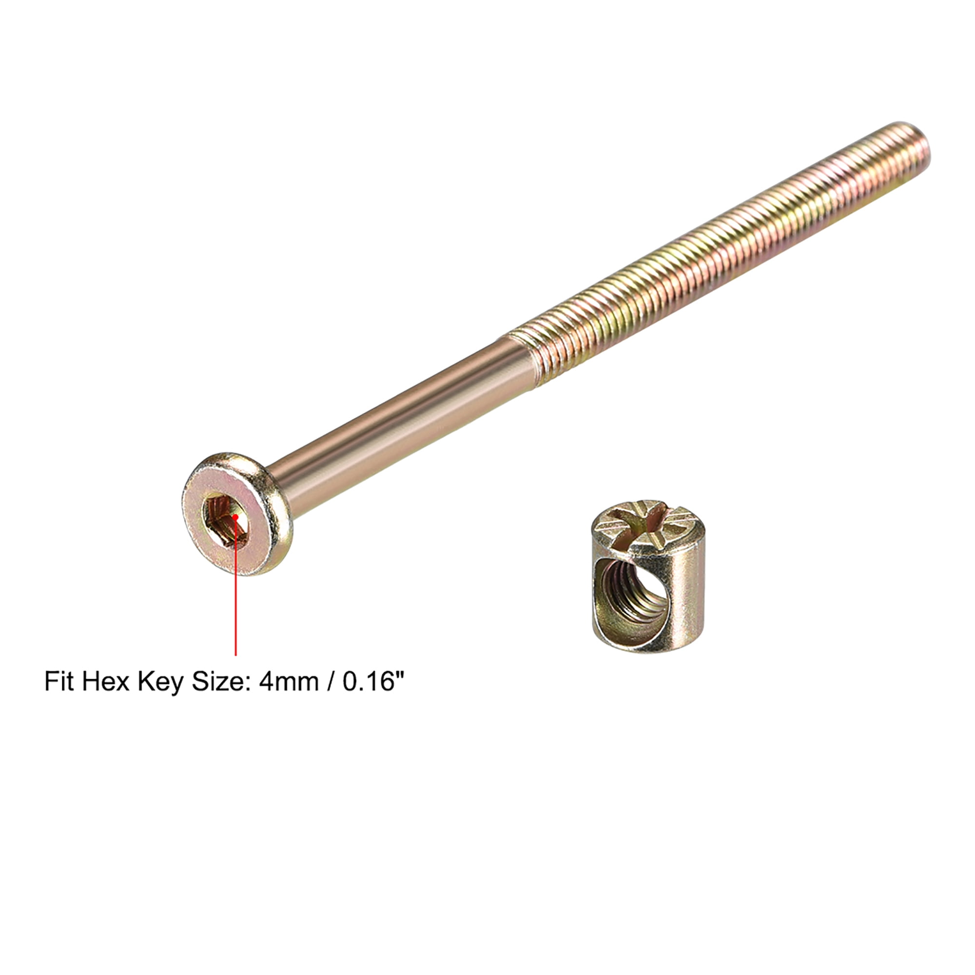 M6 x 110mm Furniture Bolts Nut Set Hex Socket Screw with Barrel Nuts Phillips-Slotted Zinc Plated 20Sets