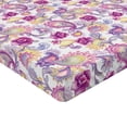 thumbnail image 2 of Ambesonne East Fitted Sheet, Watercolor Peonies Art, Twin XL Size, Magenta Purple Yellow, 2 of 3