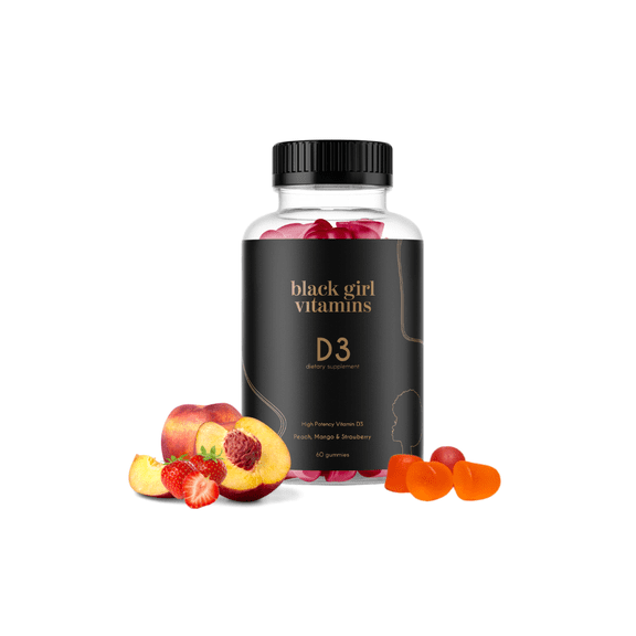 Black Girl Vitamins Vitamin D3 Gummies Immune Energy Bone Support 2000IU Gluten-Free