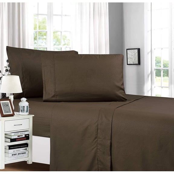Chevron Embossed Collection 4-Piece Bed Sheet & Pillowcase Set