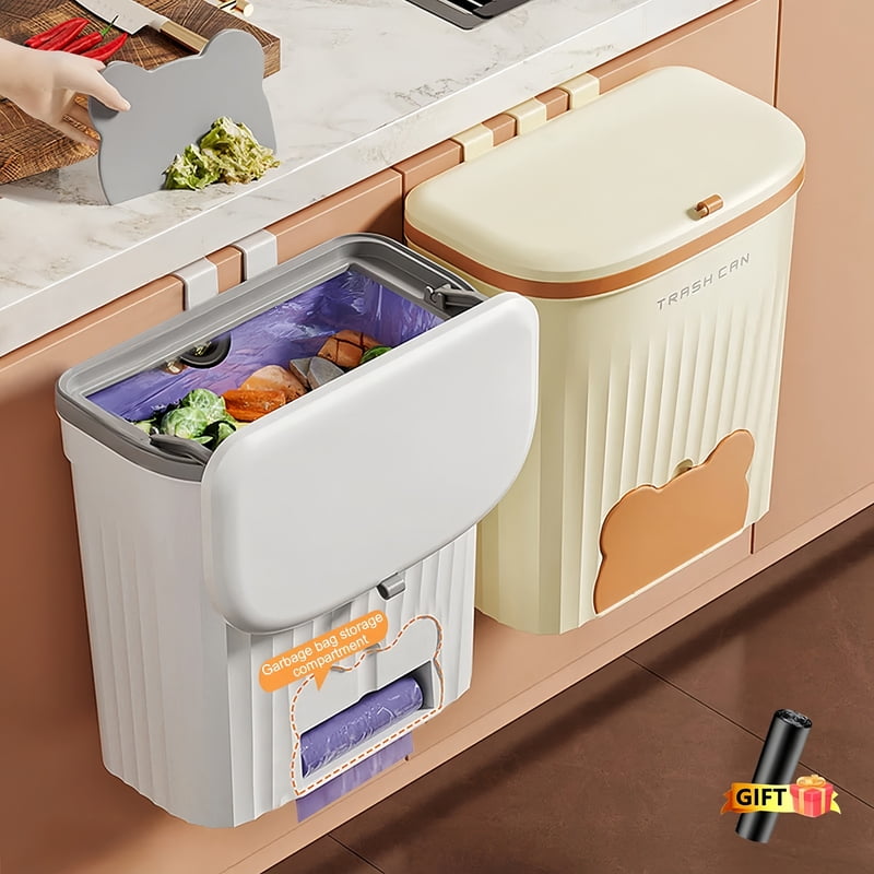 Totoro Hero Kitchen Trash Can Wall Mounted Trash Can With Lid Bathroom Trash Bin Garbage Can for Cabinet Under Sink Compost Bin Wastebasket