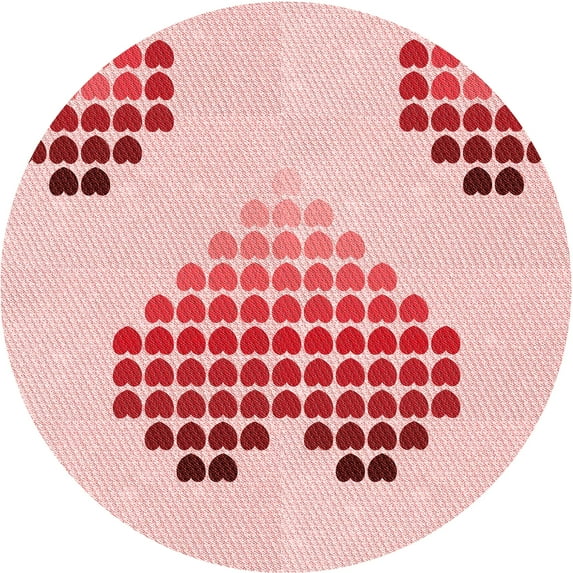 Ahgly Company Indoor Round Patterned Valentine Red Area Rugs, 5' Round