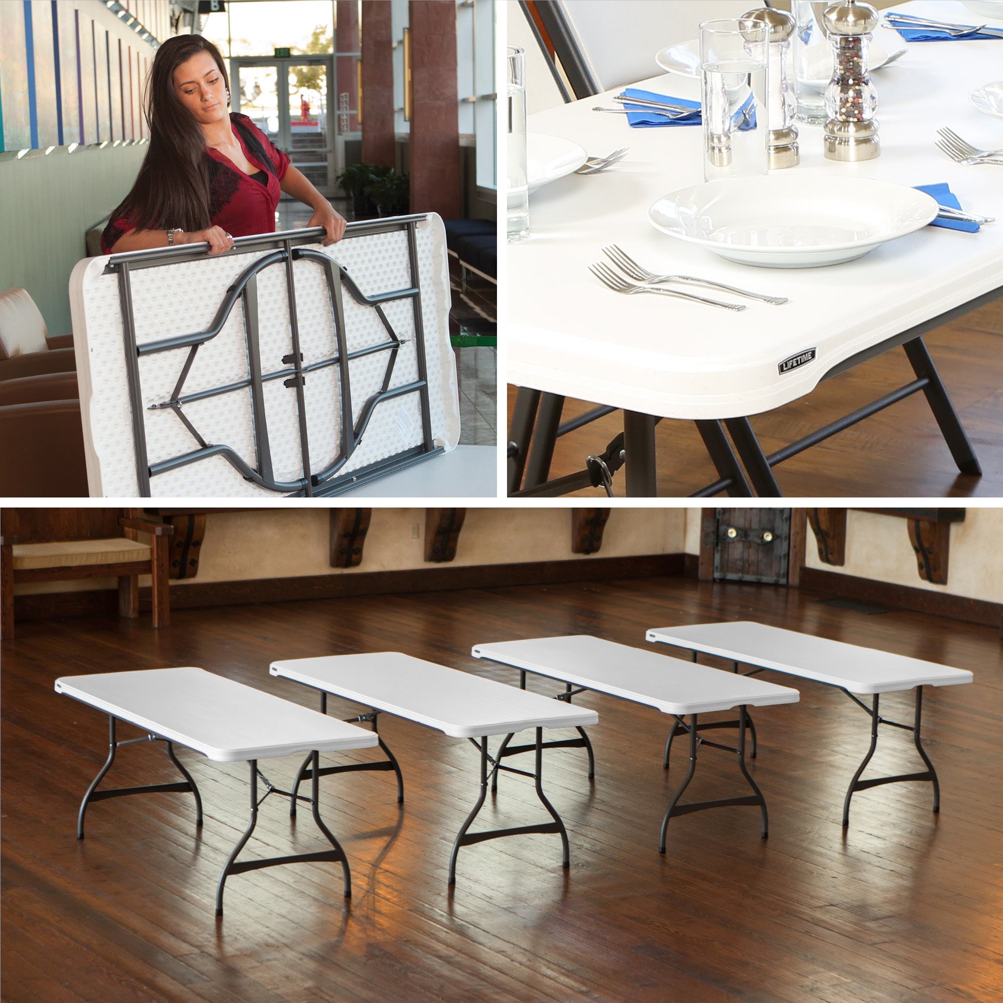 Lifetime 6-Foot Rectangle Folding Table, White Granite photo 7