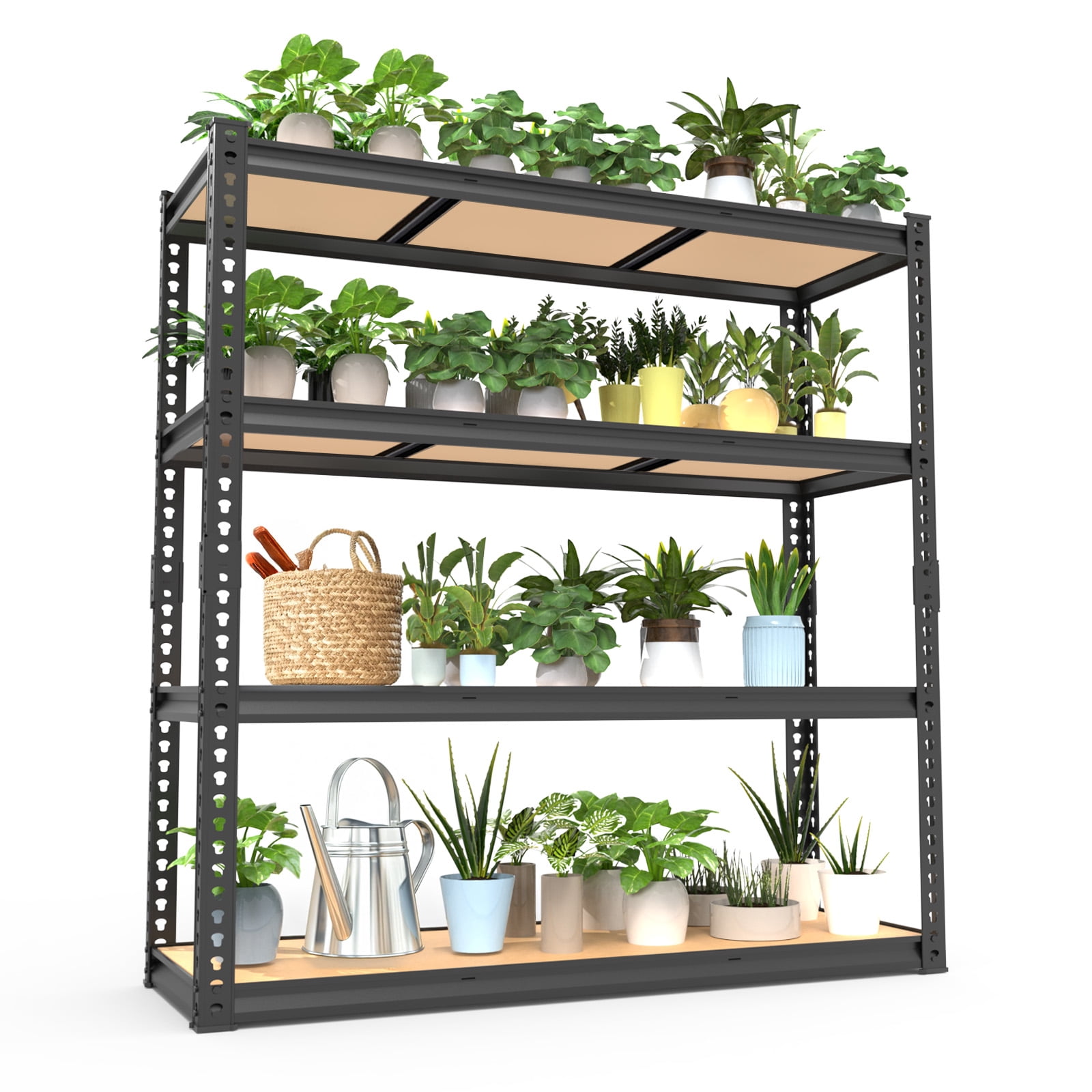 Ktaxon 4 Tier 48" W Shelving Rack for Garage & Industrial Heavy Duty,  2500LBS Adjustable Metal Tough Shelves Gloved Rubber Hammer, 48" W x 60" H x 24" D