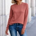 thumbnail image 6 of Kcavykas Womens Tops Waffle Knit Women's Blouses Crew Neck Raglan Long Sleeve Loose Casual Top for Daily, 6 of 8