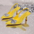 thumbnail image 4 of Miluxas Women's Closed Toe Rhinstone Wedding Low Heel Slingback Clear Kitten Heels Pointed Toe Bow Pumps High Heeled Prom Dress Shoes Yellow 9.5(43), 4 of 9