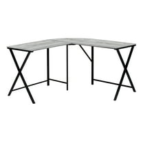 55 inch Black Computer Desk Home Office Cornerl L Shape Work Laptop Grey Laminate Metal Modern for Home Office