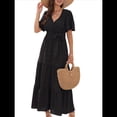 thumbnail image 2 of Vestido Bohemio de Lunares para Mujer, de Verano, con Cuello en V, Corta, y Fluido, para Invitada A una Boda en la Iglesia Negro XL, 2 of 8
