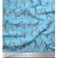 thumbnail image 1 of Soimoi Blue Cotton Voile Fabric Text & Eiffel Tower Architectural Fabric Prints By Yard 42 Inch Wide, 1 of 3
