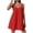 Red, variant on Women's Summer Spaghetti Strap Mini Dress Sleeveless Tie Shoulder Ruched Bust Flowy Swing Sundress Red XL