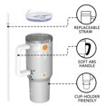 thumbnail image 4 of 40oz Tumbler with Handle and Straw, Vacuum Insulated Stainless Steel Travel Mug, Fits Car Cup Holder, Daisy Floral Print, 4 of 6