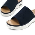 thumbnail image 5 of Pennysue Women's Knit Platform Sandals Navy Blue Slide Sandals With Air Cushion 10M, 5 of 6