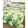 thumbnail image 3 of Quilts Full Size Bedding Set, Spring Botanical Lightweight Quilted Comforter, Green Ivy Ferns Oak Leaves Yellow Soft Reversible Bedspread Coverlet with Pillow Covers for All Season, 78" x 90", 3 of 7