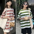 thumbnail image 3 of KOOYET Oversize Korean Style T-shirt Women Short Sleeve Striped Casual Loose Tee Hip Hop Streetwear Plus Size Cotton Blend Tshirt, 3 of 6