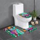 thumbnail image 1 of ¡Vamos, Plátanos! Juego de 3 alfombras de baño de coral fleece: tapete de baño + alfombra de inodoro en forma de U + funda de tapa de inodoro en forma de O, 1 of 6