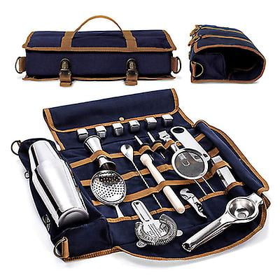 Vendredi Fou Bar Barman Bärväska Kreativ Barman Boîte à Outils en Toile Pack Bar Verktyg Cocktail Shaker Ensemble pour Varingsväska Endast-dark blue Cadeau