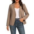 thumbnail image 2 of IUYRTFE Women's Collarless Open Front Blazer Long Sleeve Casual Workwear Jacket Solid Color, 2 of 9