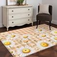 thumbnail image 4 of Spring Floral Washable Area Rugs 3'x5', Watercolor White Flowers Rustic Yellow White Plaid Low Pile Throw Living Room Rug Non-Slip Sturdy Edge Binding Carpet for Indoor Entryway Bedside Kitchen, 4 of 9