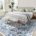 thumbnail image 2 of CAROMIO Vintage Medallion Area Rug 8 x 10 Large Floral Rug Ultra Soft Non-Slip Boho Low Pile Washable Thin Rug for Bedroom Living Room, Blue, 2 of 5