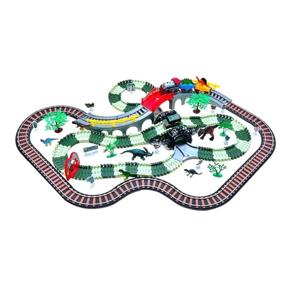 Lipstore Dinosaur Race Track Car Toy, Toy Car Ramp Track, Party Supplies, Climbing Hills Rail Electric for Boys Girls Leisure Children