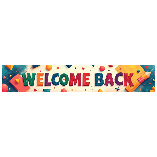 Welcome Back Banner with Rainbow and Pencils Colorful Backdrop for School Party Classroom Decoration Photography Props Festive Background Decor