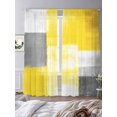 thumbnail image 2 of Oil Painted Yellow Grey Sheer Curtains 84 Inch Length 2 Panels Set, Artwork Geometric Modern Abstract Window Treatment Rod Pocket Curtains Sheers Drapes for Bedroom/Living Room/Kitchen 52"x84"x2, 2 of 7
