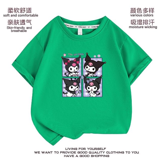 Sanrio Kulomi Melody-vestido de verano de manga corta para niña, camiseta de moda, regalos, novedad de 2023