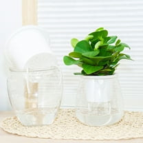 Travelwant 2Packs Garden Self Watering Plastic Plant Pot, Pretty Transparent Look- Time-Saving Functional Plant Pot - African Violets, Orchid, Flower Pot Container