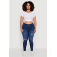thumbnail image 2 of Womens Plus Size WAX High Waisted Distressed Skinny Jeans, 2 of 5
