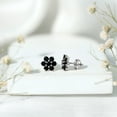 thumbnail image 5 of Rosec Jewels 1.25 CT Black Spinel Floral Cluster Stud Earrings, 925 Sterling Silver, 5 of 7