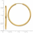 thumbnail image 3 of 14k Yellow Gold Round Endless 2mm Hoop Earrings, 3 of 7