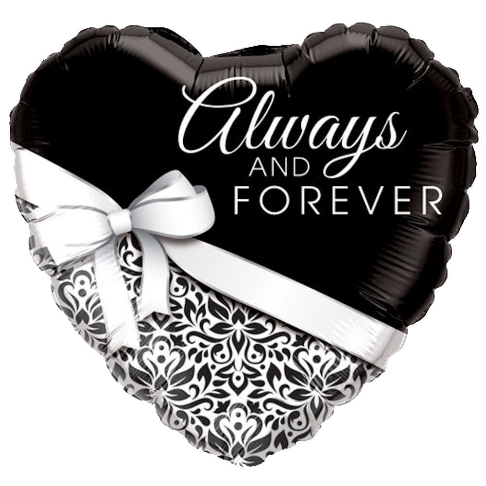 7 pc Always Forever Black White Balloon Bouquet Party Wedding Bridal Anniversary 
