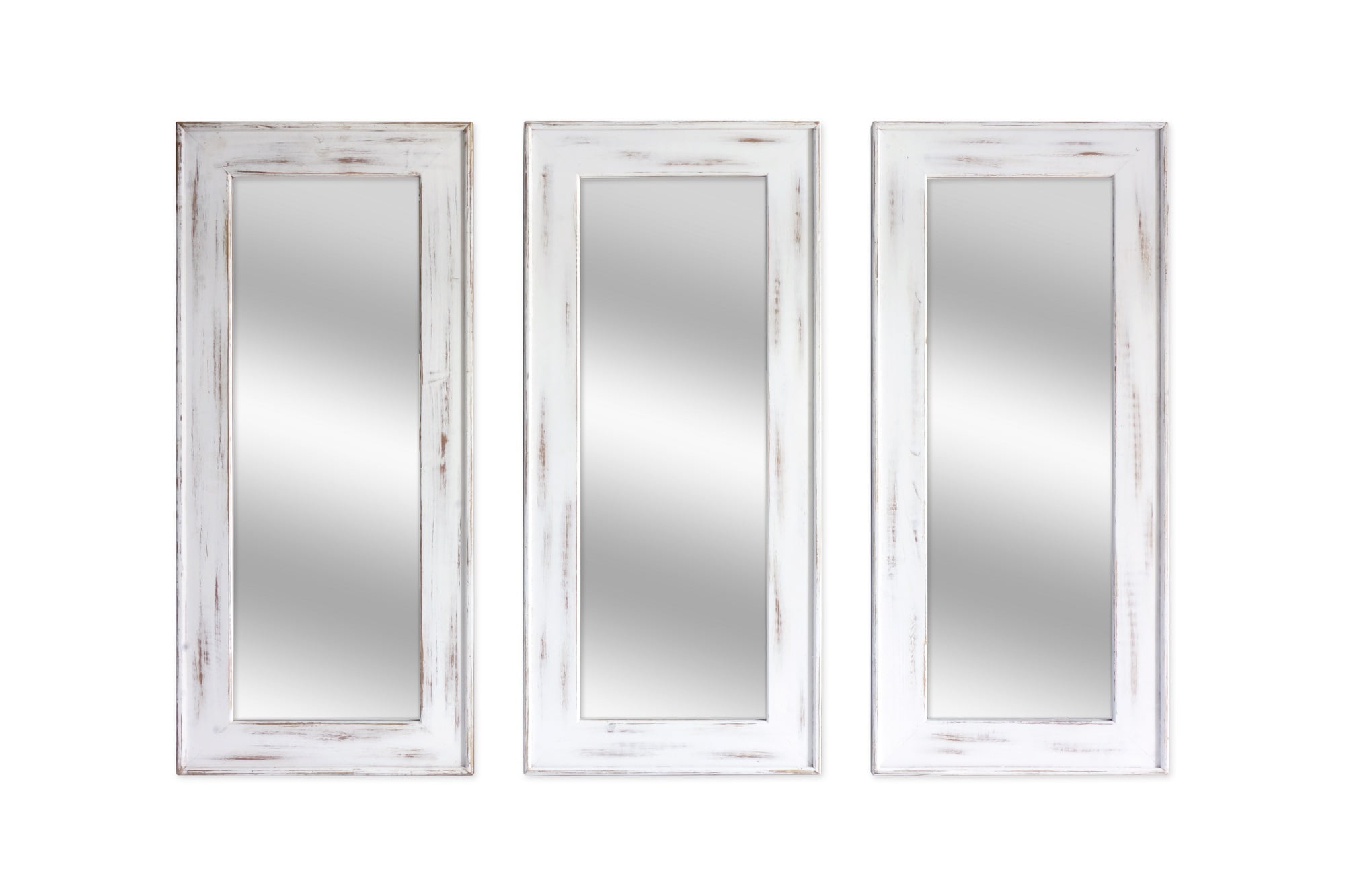 Murray 35in Distressed White Wall Mirror Set Of 3