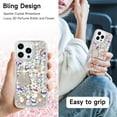 thumbnail image 5 of Compatible with iPhone 14 Pro Bling Case for Women Girls Cute Luxury 3D Glitter Diamond Crystal Rhinestone Sparkle Shiny Gemstone Perfume Bottle and Flower Cover Soft TPU Bumper, Clear, 5 of 13