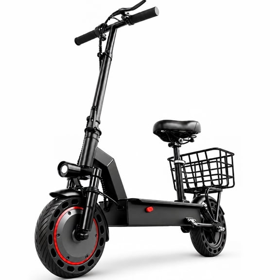 Adults Electric Scooter with Seat, 500W Motor, 22MPH, 47 Miles Range, Dual Suspension, Foldable Commuter E Scooter with Brasket for Daily Commute (1080WH)