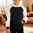 thumbnail image 7 of Tanghaowl Kids Hoodies Child Boys Girls Christmas Long Sleeve Patchwork Hooded Pullover Tops Keep Warm Sweatshirts Clothes Black 5-6 Years, 7 of 7