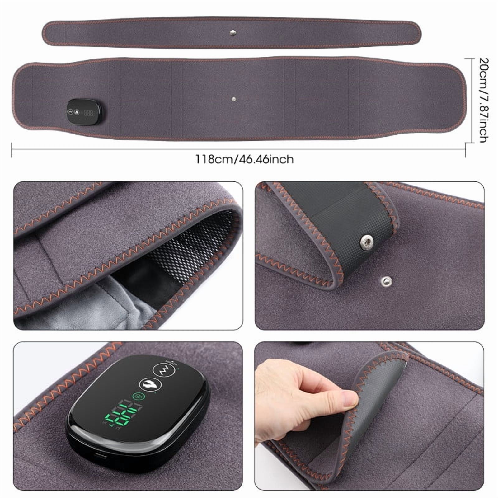 Cordless Heating Pad for Lower Back, Heated Waist Massager, Adjustable Electric Heating Wrap for Waist, Abdomen, with 3 Heat & 3 Vibration Levels, 5000mAh Battery