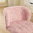 thumbnail image 4 of PORKISS Vanity Chair with Back, Home Office Chair, Ergonomic Home Desk Chair with Artificial Alpaca Wool Fabric, Adjustable Swivel Task Computer Chair with Wheels, Pink #2, 4 of 11