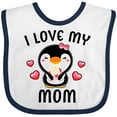thumbnail image 3 of Inktastic I Love My Mom with Cute Penguin and Hearts Girls Baby Bib, 3 of 4