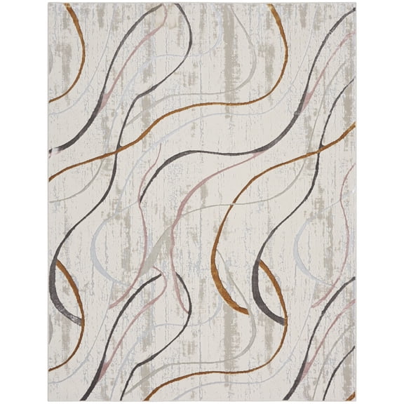 Nourison Glam Abstract Ivory/Multi 9' x 12' Area Rug (9x12)
