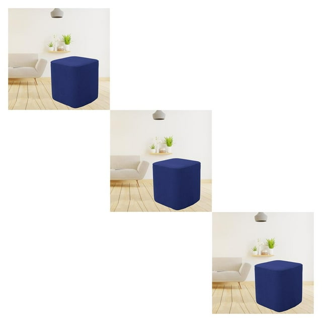 Ruiboury 1/2/3 Square Foot Rest Ottoman Covers Beautiful and Functional Footstool Slipcover Dark Blue 3PCS